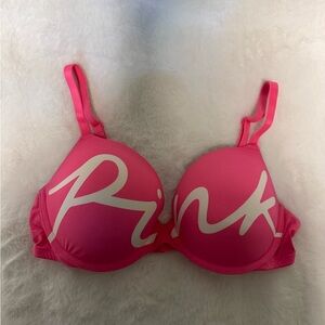 Victoria's Secret Vibrant Pink Bra with White Script